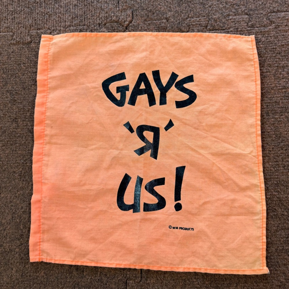 rare Vintage Gays R Us Bandana Orange LGBTQ Pride WM Products Made in USA ARM